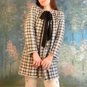 Zara - tweed coat with bow, size medium (runs small)